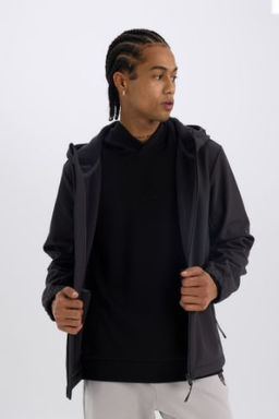 DeFactoFit Su Itici Regular Fit Kapusonlu Fermuarl? Softshell Mont