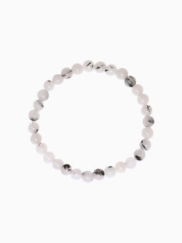 Браслет «Агат волосатик», шар №6, белый