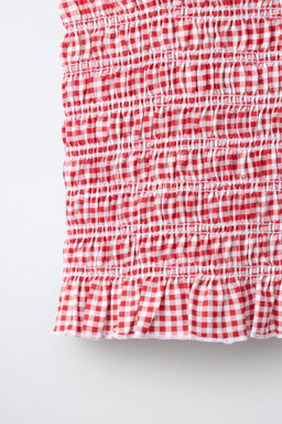 TOP NIDO DE ABEJA GOMAS CUADRO VICHY / Rojo - Zara фото 4