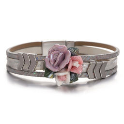 Браслет, кожа , керамика , сталь, ALBW158