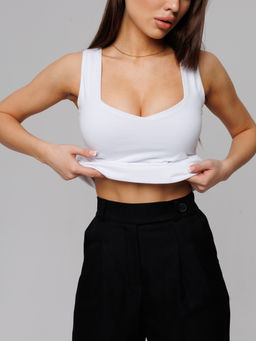 Женский топ с фигурным вырезом белый ЛТ-08 (1)