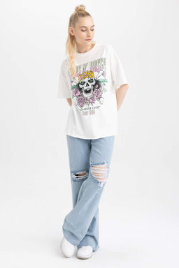 Длинные джинсовые брюки с широкими штанинами и рваными деталями в стиле 90-х годов - Defacto фото 4