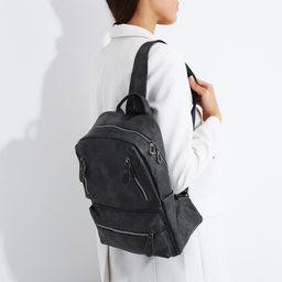 Рюкзак женский из искусственной кожи на молнии, 3 кармана, цвет серый - Simaland фото 5