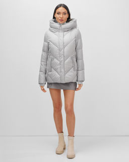 Куртка зимняя женская из овчина стильная и модная серого цвета 7348Sr - Visdeer фото 7