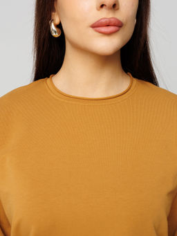 Женский лонгслив из футера 2-х нитки горчичный ВК-25 (58)