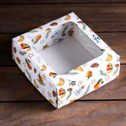 Коробка подарочная, крышка-дно, с окном Новогоднее настроение, 14,5 х 14,5 х 6 см - UPAK LAND фото 3