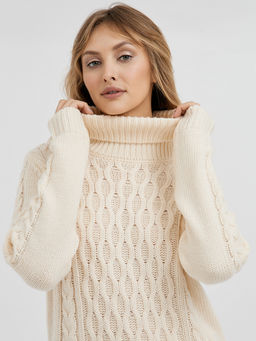 водолазка женская удлиненная с вязаным узором - Glenfield фото 8