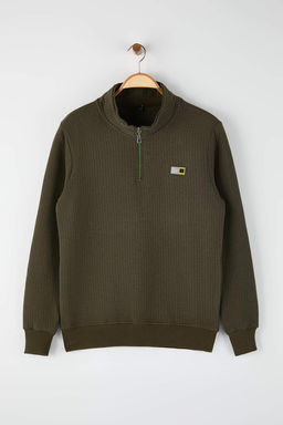 Siyah Regular/Normal Kesim Dokulu Etiket Detayl? Fermuarl? Sweatshirt TMNAW26SW00062 - Trendyolmilla фото 19