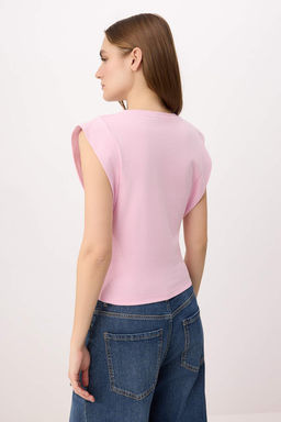 Ekru Regular/Normal Kal?p Kolsuz Tas Detayl? Tok %100 Pamuk Orme T-shirt TWOSS26TS00231 - Trendyolmilla фото 8