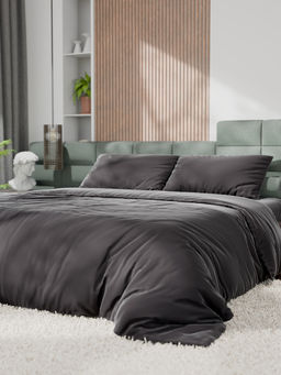 Постельное бельё 1.5-спальное «Этель», тенсель, чёрное