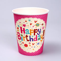 Набор бумажной посуды «С днём рождения»: 6 тарелок, 6 стаканов, 20 салфеток, цвет розовый