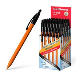 Цена за 50 шт. Ручка шариковая автоматическая ErichKrause R-301 Matic Orange 0.7, цвет чернил черный (в коробке по 50 шт.)