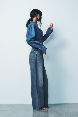 HIGH-WAIST TRF WIDE-LEG JEANS WITH CROSSOVER WAISTBAND - Zara фото 45