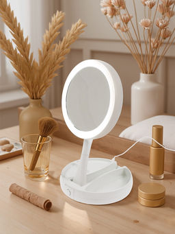 Зеркало Luazon KZ-09, подсветка, настольное, 30×16×16 см, увеличение × 10, USB, белое