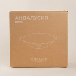 Сковорода - Вок SL Home, 5.4 л, d=36 см, h=10 см, с палочками, эмалированное покрытие, индукция, чугун, бежевая