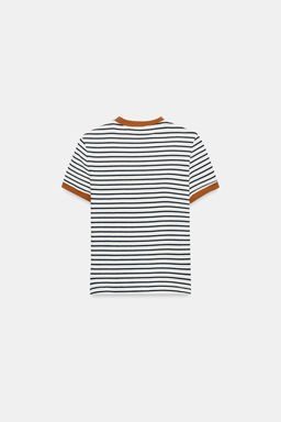 CAMISETA RAYAS MANGA CORTA / Crudo / Marino - Zara фото 5