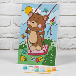 Картина по номерам на подрамнике Медвежонок на качели 2030 см