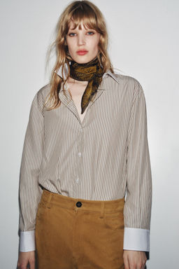 ZW COLLECTION CONTRAST STRIPED SHIRT - Zara фото 2