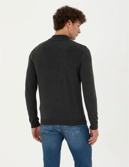 Antrasit Melanj Slim Fit Yar_m Bal_k__ Yaka Triko Kazak - Pierre cardin фото 5