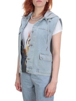 803 BLUE/BLACK Джинсовый жилет женский (100% хлопок) - Фабричный китай фото 18