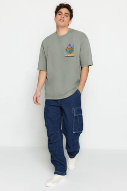 TRENDYOL MAN Gri Oversize Fit Kabaran Bask?l? %100 Pamuk T-Shirt TMNSS23TS00316 - Trendyolmilla фото 13
