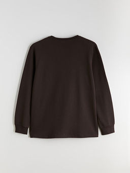 B?y?k Beden Bisiklet Yaka Bask?l? Erkek Sweatshirt