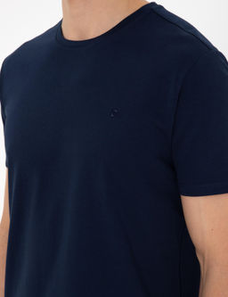 Lacivert %100 Pamuk Slim Fit Bisiklet Yaka Basic Ti__rt - Pierre cardin фото 7