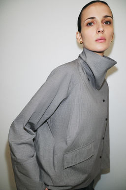 OVERSIZE CHECK SHIRT WITH FLAP POCKET ZW COLLECTION - Zara фото 2