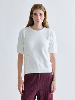 Bisiklet Yaka Ta?l? Kad?n Triko Kazak