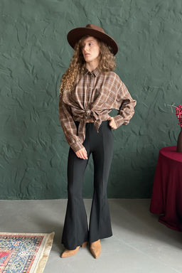 Рубашка женская HUG077/13/Коричневый, бежевый