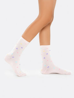 Цена за 5 пар! Носки детские в нежно-розовом оттенке с рисунками в виде звездочек и сердечек