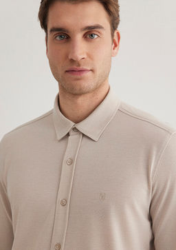 Bej Orme Gomlek - Mavi фото 6