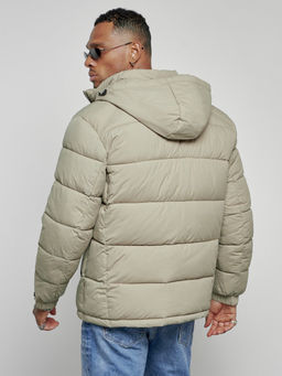 Куртка спортивная мужская зимняя с капюшоном светло-зеленого цвета 8362ZS - Wonderrman фото 10