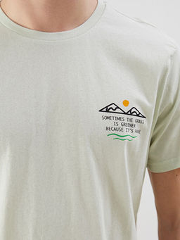 Bisiklet Yaka K?sa Kollu Bask?l? Penye Erkek Ti??rt