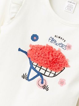 Bisiklet Yaka Bask?l? K?z Bebek Ti??rt - Waikiki фото 2