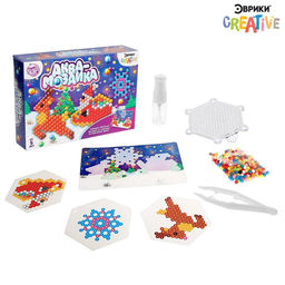 Аквамозаика с декорациями Сани Деда Мороза, 3 трафарета, 300 шариков