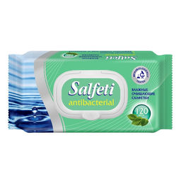 Цена за 2 шт. Влажные салфетки Salfeti antibac антибактериальные, с клапаном, 120 шт.