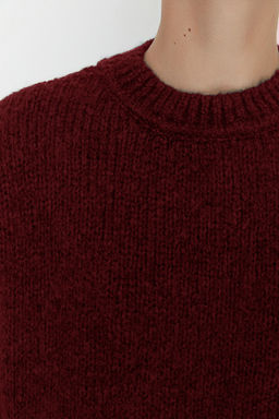 Bordo Genis Kal?p Yumusak Dokulu Basic Triko Kazak TWOAW23KZ00185