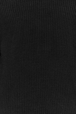 Siyah Oversize Couple/Cift Bisiklet Yaka Duz Triko Kazak TMNAW23KZ00189