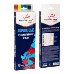 Краска акриловая VISTA-ARTISTA Studio глянцевая, набор VAAP-2212 12 цв. х 22 мл