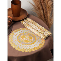 Набор салфеток кухонных Букет, 4 шт, d=30 см, цвет золотой