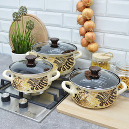 ЭМ_Набор кастрюль сфер. 3 пр. "Техас - 1- Экстра" (1,5л, 2,0л, 3,0л) (слоновая) КМК