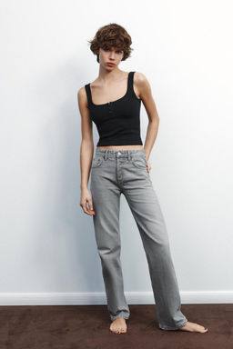 TRF STRAIGHT-LEG MID-RISE JEANS - Zara фото 10