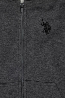 U. S. Polo Assn / Базовая толстовка с капюшоном антрацитового меланжа для мальчиков - U.s. polo assn фото 3