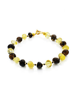 Браслет из натурального янтаря Галька лимонная и зелёная