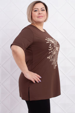 Арт. 3677 Футболка женская 50-58 (5 шт) Цвет:шоколад - Калинка фото 2