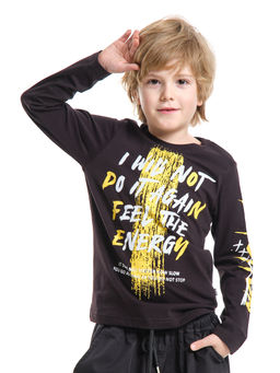 Лонгслив для мальчика подростковый черный с принтом на рукаве UD 7960 черный - Mini maxi фото 5