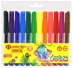 Фломастеры Каляка-Маляка утолщенные классические 12 цв. круглый корпус, легкосмываемые, бл...