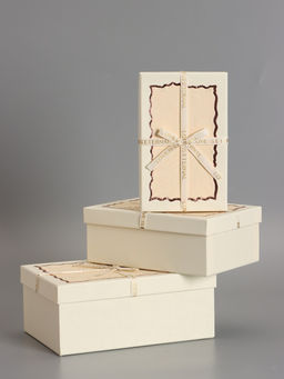 Набор подарочных коробок 3 в 1 прямоугольные с бантом, крем-брюле, 23×16×9.5; 21×14×8; 19×12×6.5 см