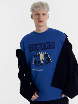 Футболка мужская синяя с печатью синий +печать 111882 - Mark formelle фото 2